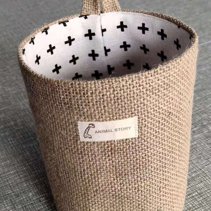 Wall-mounted Desktop Sundries Jute Storage Bag Bathroom S