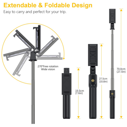 Bluetooth Selfie Tripod Telescopic Stick Remote Monopod Extendable Phone Stand