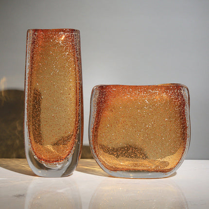 Modern Simple Luxury Glass Amber Vase Ornaments