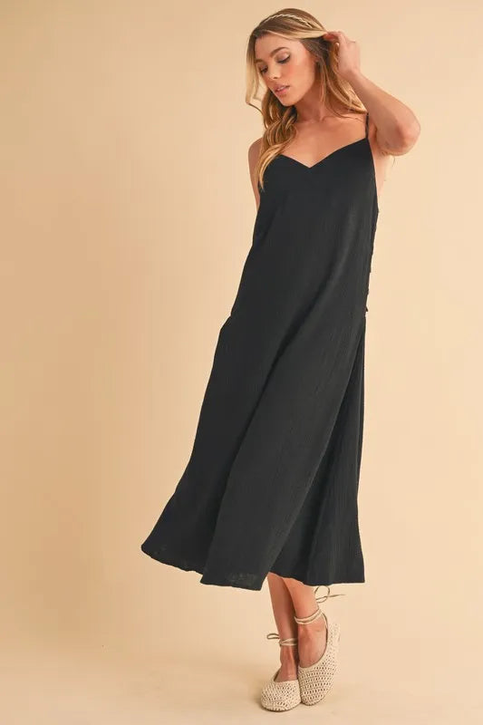 Aemi Co Side Button Midi Cami Dress