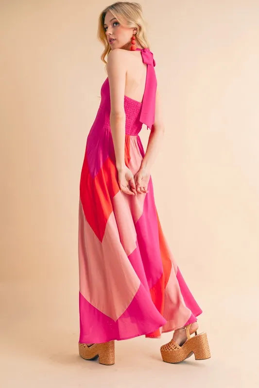 Aemi+Co Color Block Sleeveless Maxi Dress