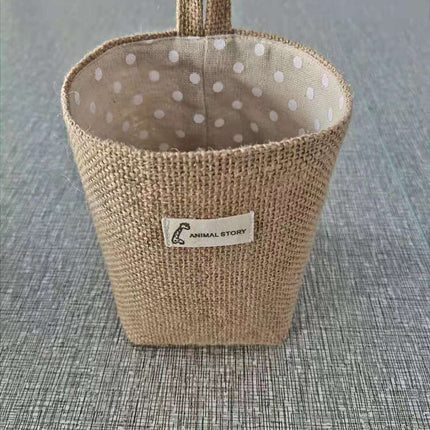 Wall-mounted Desktop Sundries Jute Storage Bag Bathroom S