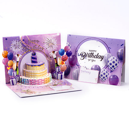 Light Music Blowing 3d 3d Cake Greeting Card
