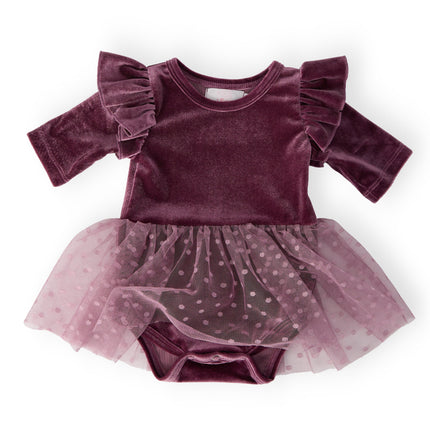 Amethyst Velvet Tutu Bodysuit