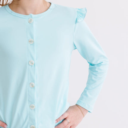 Aqua Ruffle Cardigan
