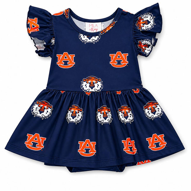 Auburn Blue Aubie S/S Flutter Twirl Bodysuit