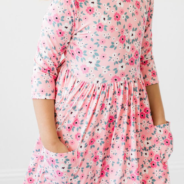 Azalea 3/4 Sleeve Pocket Twirl Dress