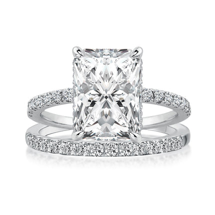 Rodiffy Moissanite 3.5 Ct Radiant Cut White Gold Wedding Ring For Women