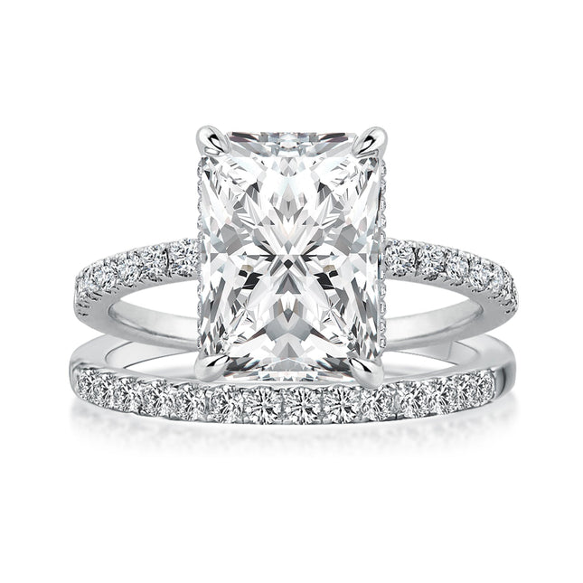 Rodiffy Moissanite 3.5 Ct Radiant Cut White Gold Wedding Ring For Women