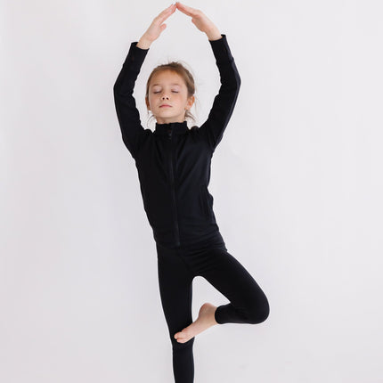 SALE Balanced Black Full-Zip Ruffle Active Jacket