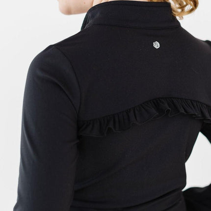 SALE Balanced Black Full-Zip Ruffle Active Jacket