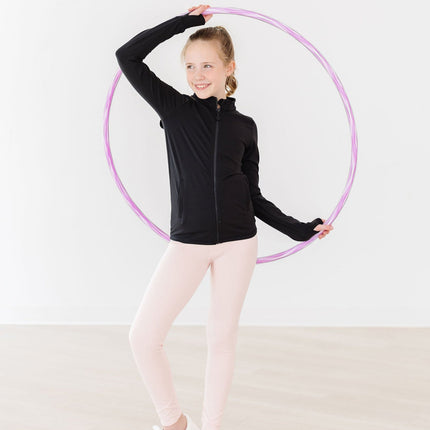 SALE Balanced Black Full-Zip Ruffle Active Jacket