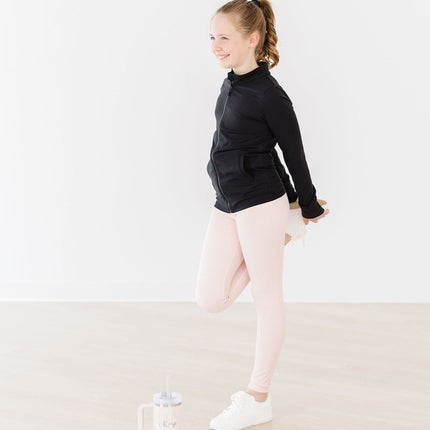 SALE Balanced Black Full-Zip Ruffle Active Jacket