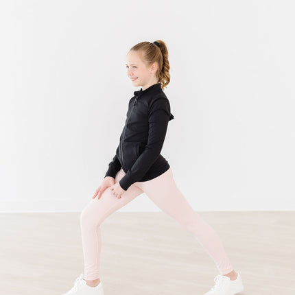 SALE Balanced Black Full-Zip Ruffle Active Jacket