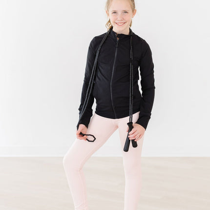 SALE Balanced Black Full-Zip Ruffle Active Jacket