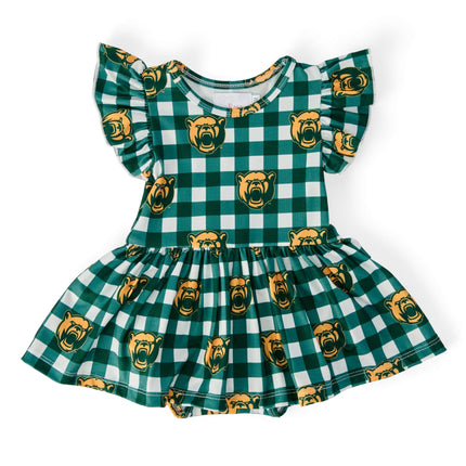 Baylor Plaid Bear Flutter Twirl Bodysuit