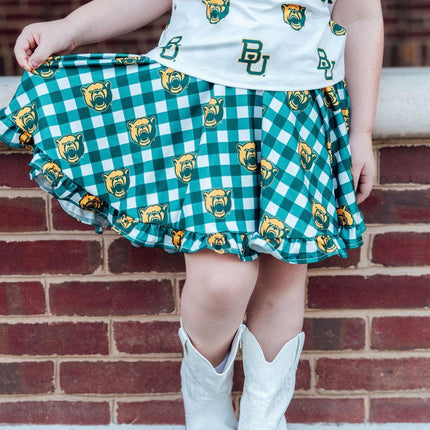 Baylor Plaid Bear Ruffle Twirl Skort