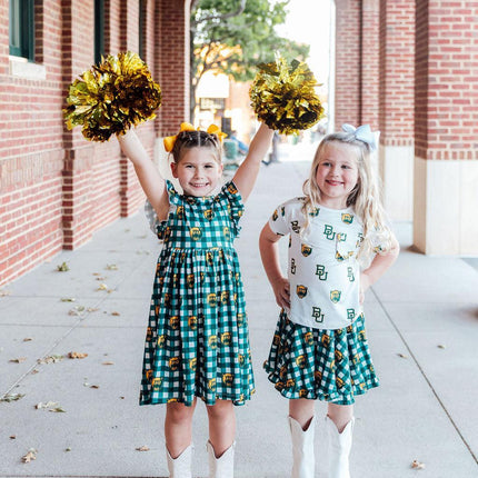 Baylor Plaid Bear Flutter Twirl Dress