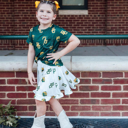 Baylor White Bear Ruffle Twirl Skort