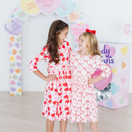 Be Mine 3/4 Sleeve Pocket Twirl Dress