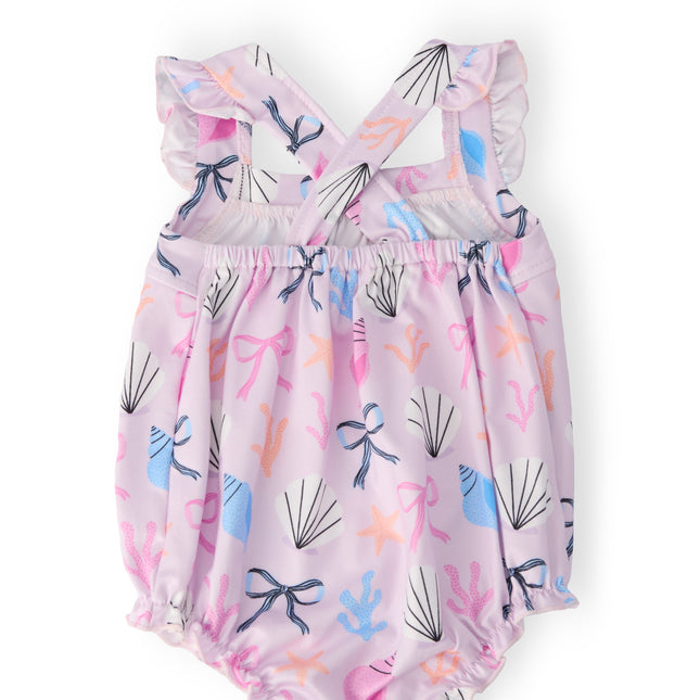 Beachside Bows Ruffle Cross Back Romper