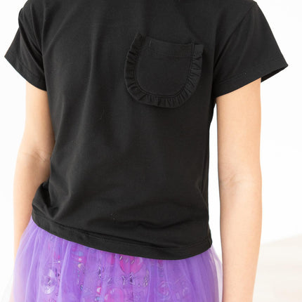 Black Ruffle Pocket Tee