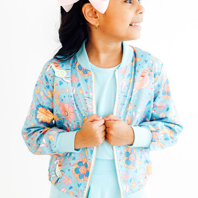 SALE Blue Retro Unicorns Satin Jacket