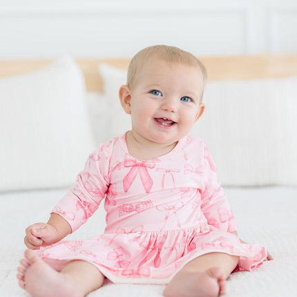 Blushing Bows 3/4 Sleeve Twirl Bodysuit