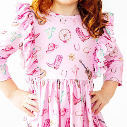 Boot Scootin' 3/4 Sleeve Ruffle Twirl Dress