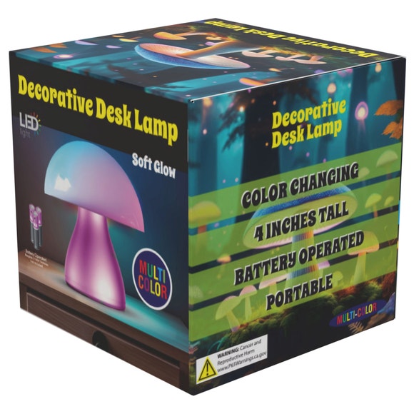 4" Mushroom Shape Decorative Desk Lamp with Multicolor Changing LED Lights