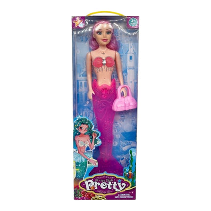 18" Light Up Mermaid Doll – Glowing Tail, Colorful Hair & Pink Purse