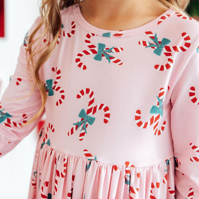 Candy Cane Cutie 3/4 Sleeve Pocket Twirl Dress