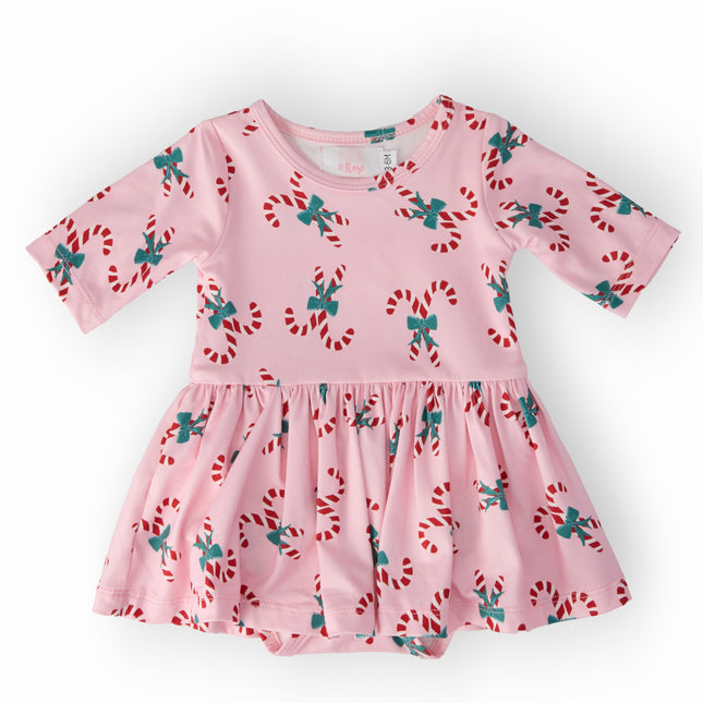 Candy Cane Cutie 3/4 Sleeve Twirl Bodysuit