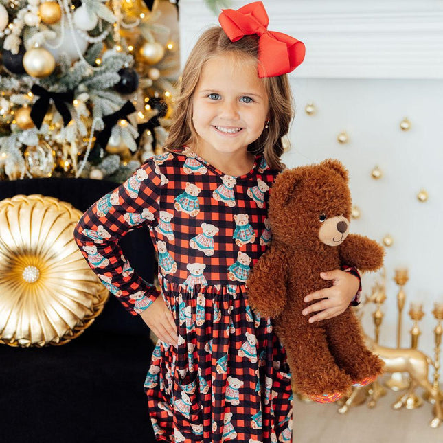 Christmas Bears L/S Pocket Twirl Dress