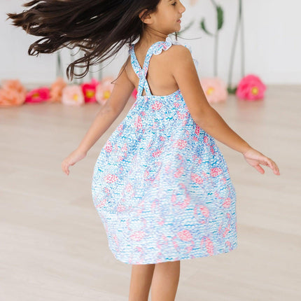 Crab Walk Ruffle Cross Back Dress