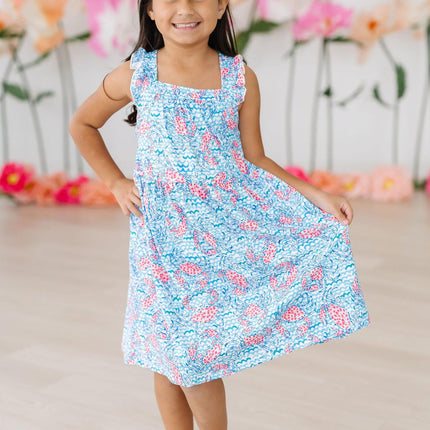 Crab Walk Ruffle Cross Back Dress