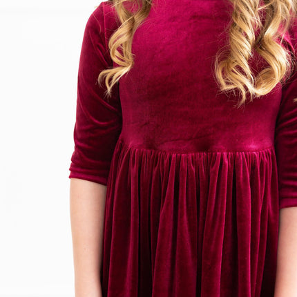 Cranberry Velvet Twirl Dress