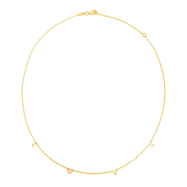 14k Two Tone Gold Love Necklace