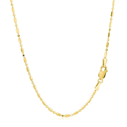 14k Yellow Gold Diamond-Cut Alternating Bead Chain (1.30 mm)