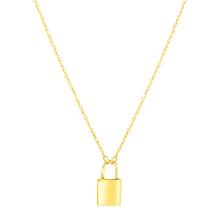14k Yellow Gold Padlock Necklace