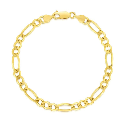 10k Yellow Gold Solid Figaro Bracelet (4.50 mm)