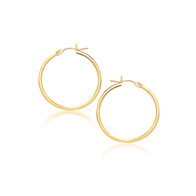 14k Yellow Gold Polished Hoop Earrings (2x40mm)