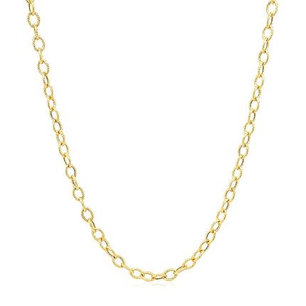 14k Yellow Gold Pendant Chain with Textured Links (2.50 mm)