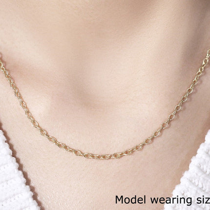14k Yellow Gold Pendant Chain with Textured Links (2.50 mm)