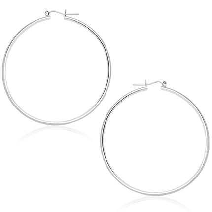 14k White Gold Polished Hoop Earrings (45 mm)