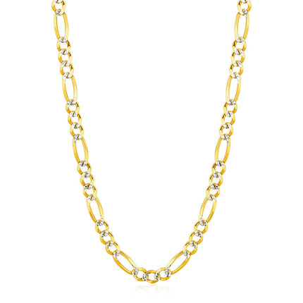 14K Yellow Gold Solid Pave Figaro Chain (5.90 mm)