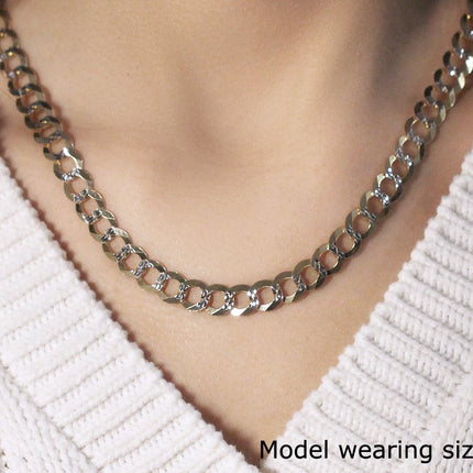 14k Two Tone Gold Pave Curb Chain (8.30 mm)