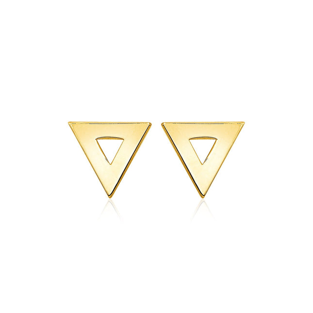 14k Yellow Gold Polished Open Triangle Post Earrings