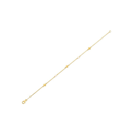 14k Yellow Gold Pearl Clover Bracelet