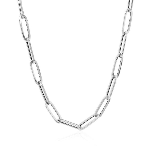 14k White Gold Bold Paperclip Chain (4.20 mm)